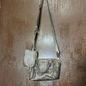 Steve Madden Black and Gray Checkered Crossbody Bag Set